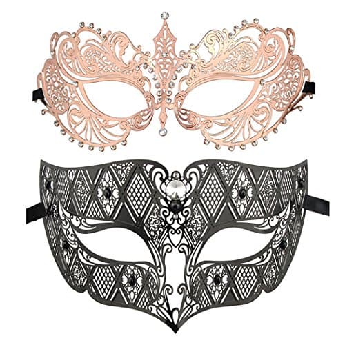 Thmyo Venetian Couple's Crown Masquerade Mask Mardi Gras Prom Costume