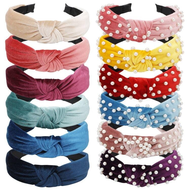 VELSCRUN Pink Colorful 12 Pack Women's Knotted Headbands, Non-Slip Elastic Boho Style Accessories