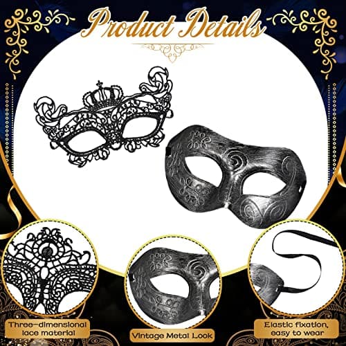 Liliful Black Lace Mask for Couple | Antique Mardi Gras Venetian Maskobservation