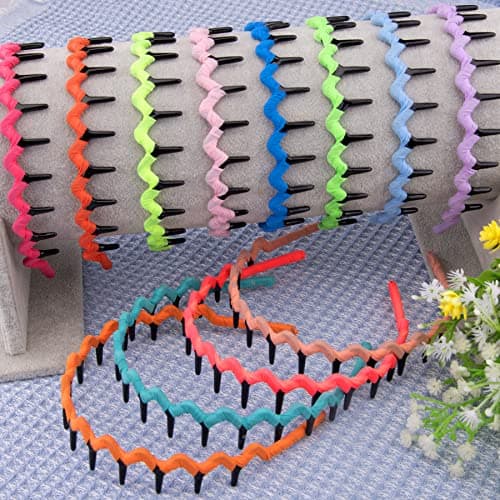 Duufin Colorful Zigzag Hair Headbands - Non-Slip, Fabric Covered