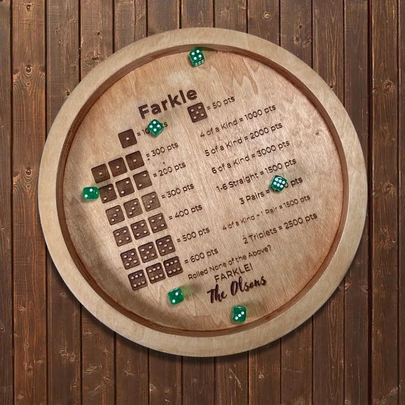 Classic Wooden Dice Tray for Farkle & Other Dice Games (Tray + 2 Dice)
