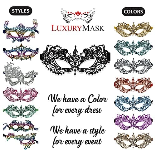 Luxurious Lace Masquerade Mask for Women - Venetian Party, Prom, Mardi Gras, Halloween