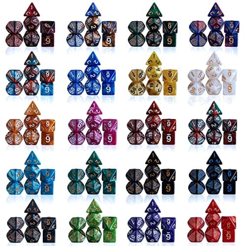 CiaraQ DND Dice Sets - 26x7 Polyhedral Dice (182pcs) with Drawstring Bag