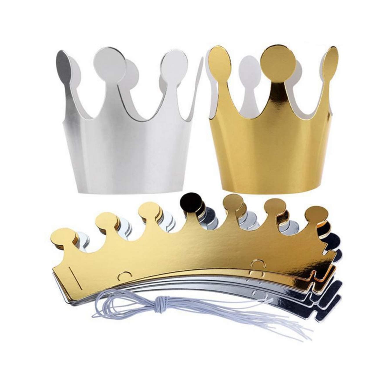 10pcs Unisex Paper Crowns Golden & Silver Party Favors Accessories