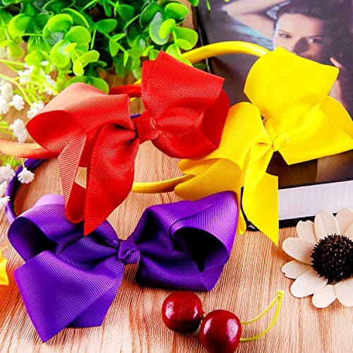 SIQUK 12 Piece Bow Headbands for Girls with Ribbon Bow | Boutique Grosgrain Headbands - 12 Colors