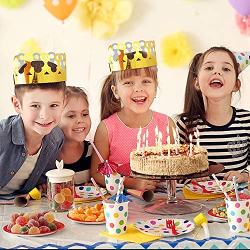 ArtCreativity Gold Crown Foil Party Hats 24 Pack Golden Birthday Hats