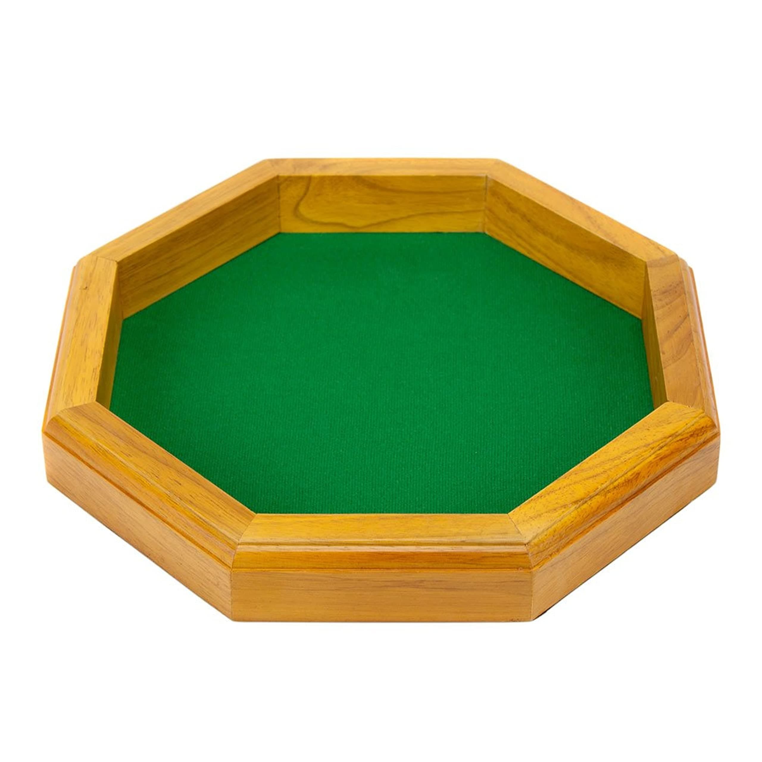 Wiz Dice Octagon Felt-Lined 12-inch Wooden Dice Tray