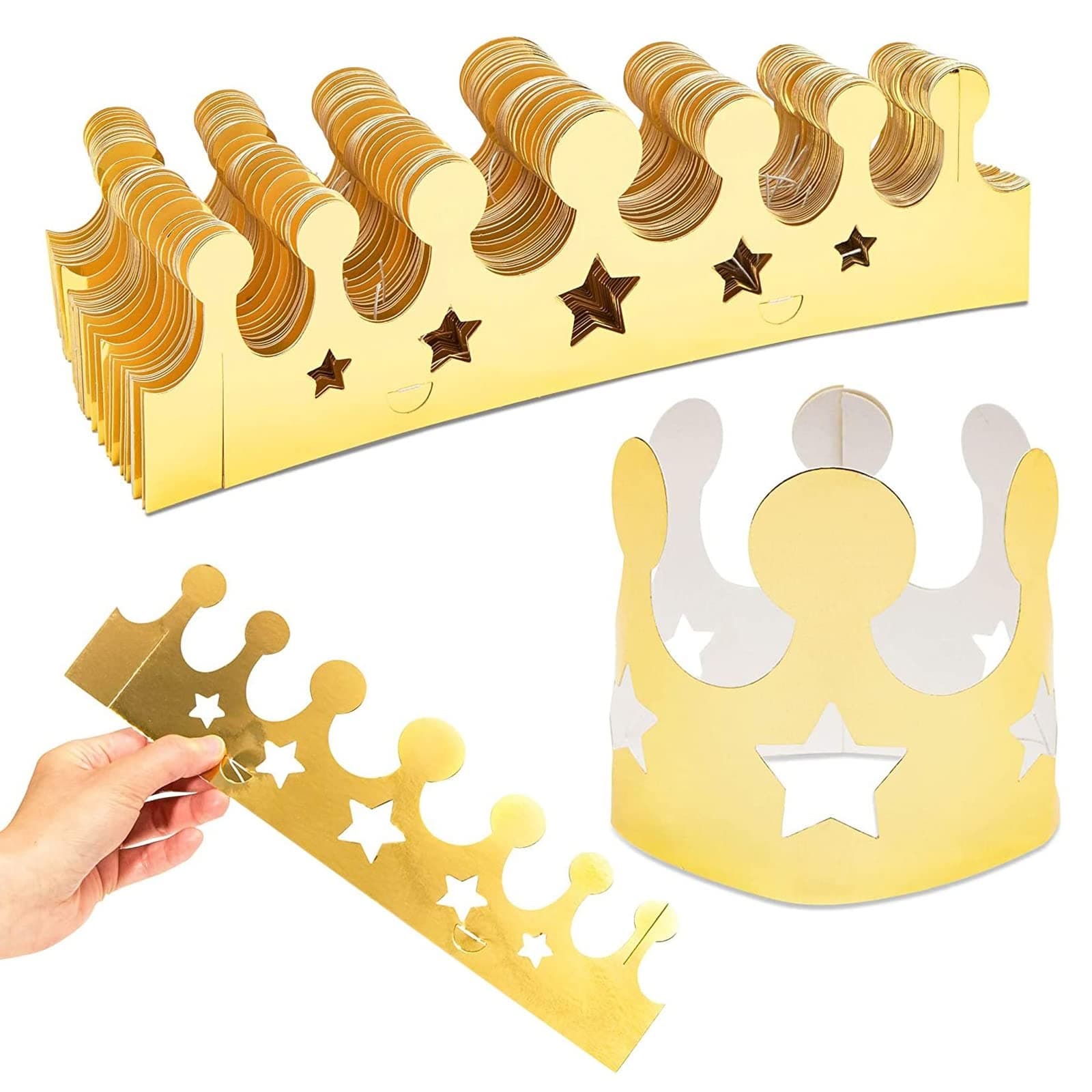 Refined Title: BLUE PANDA Mini Gold Foil Paper Crowns for Kids