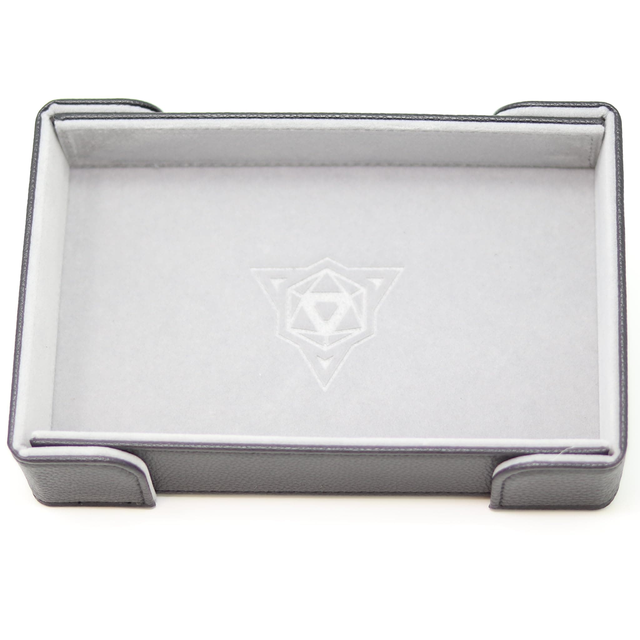 PU Leather Magnetic Folding Dice Tray & Mat - Gray - Perfect for DND and Roleplaying Games