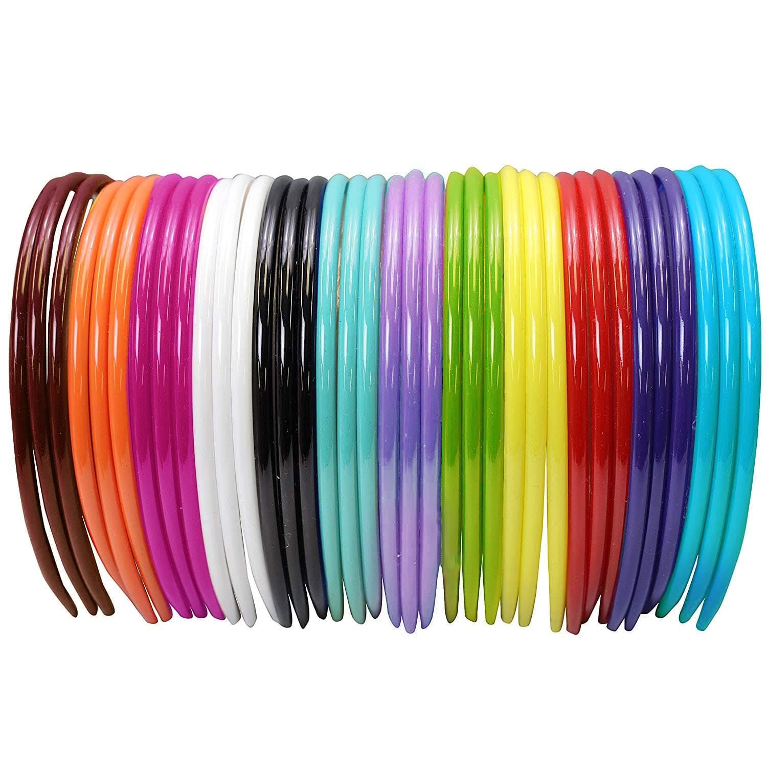 36 Piece Thin Colorful Plastic Headbands for Women