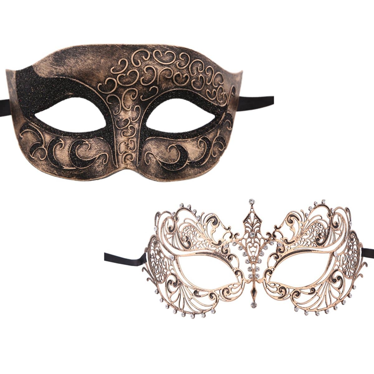 XVEVINA Vintage Gold Venetian Mask for Couples
