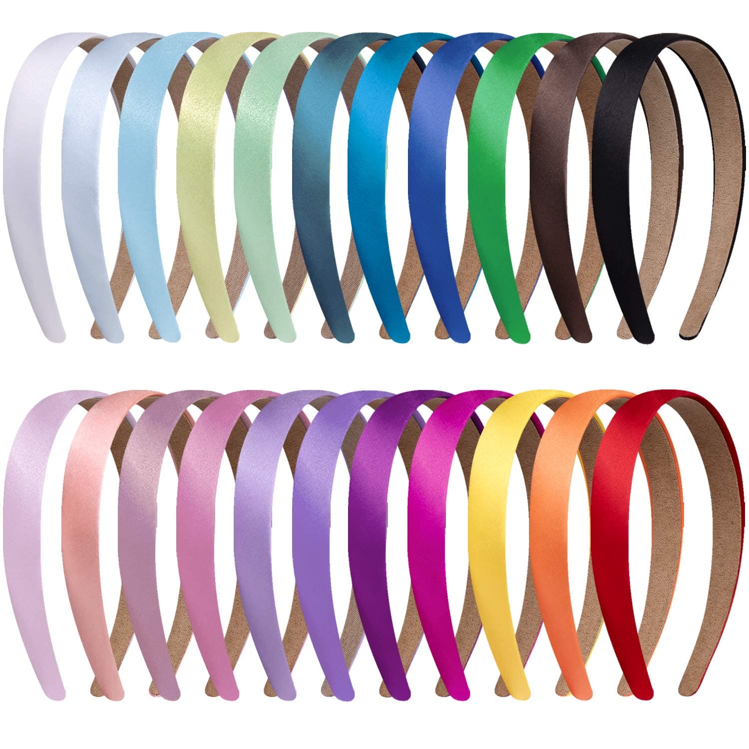 Duufin 22-Piece Satin Headband Set for Women & Girls, 22 Colors