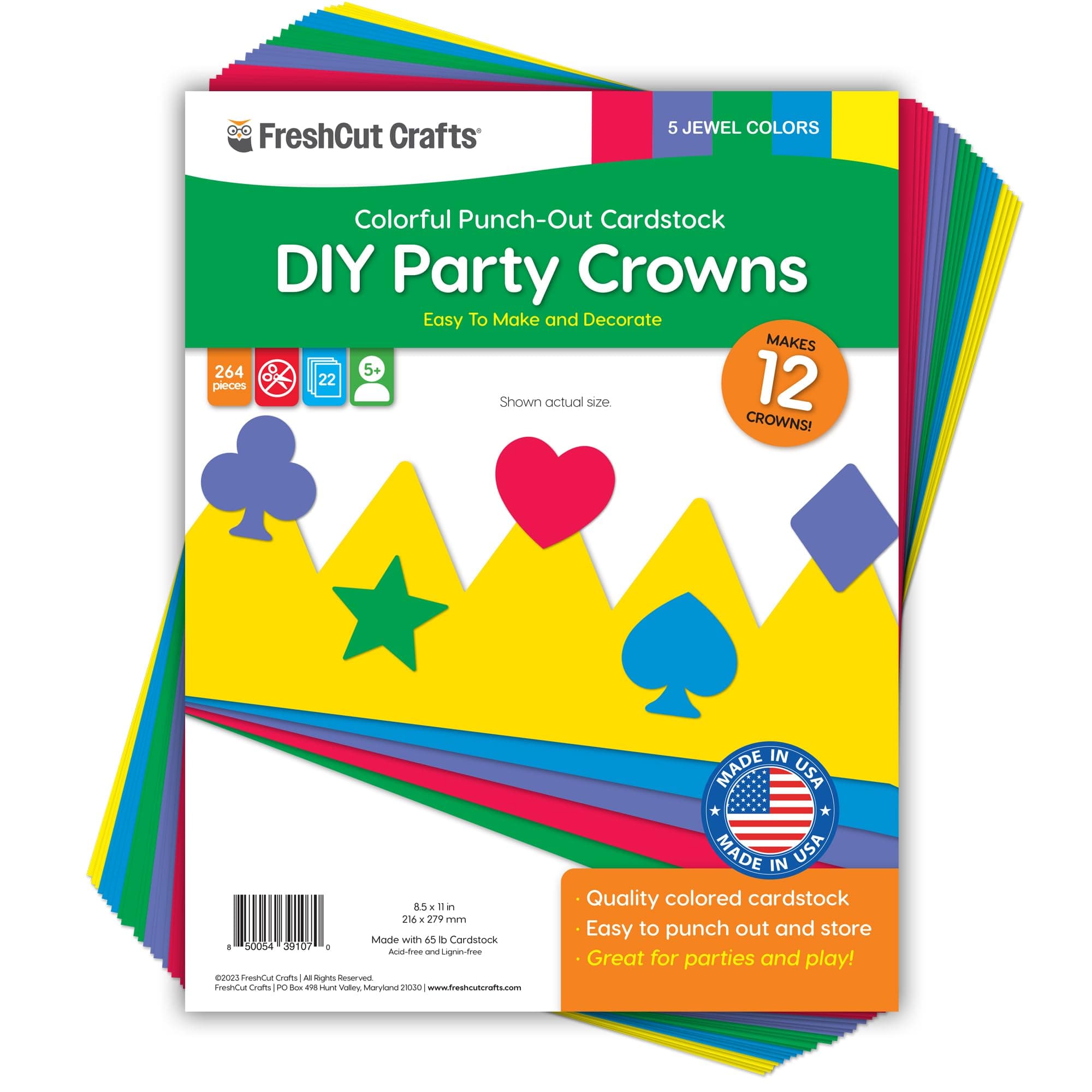 264pcs US-Made JEWEL Colored Card Stock DIY Party Crown Kit