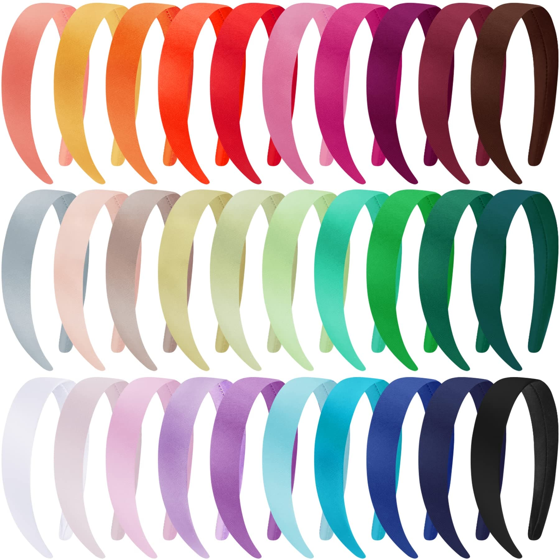 Duufin 30 Pieces Satin Headbands for Women and Girls