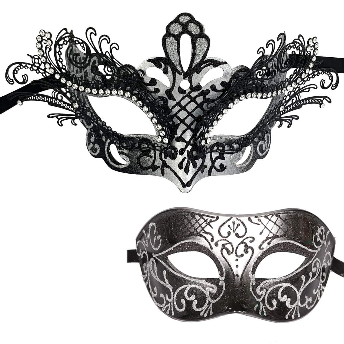 Couple Masquerade Metal Masks for Halloween and Mardi Gras