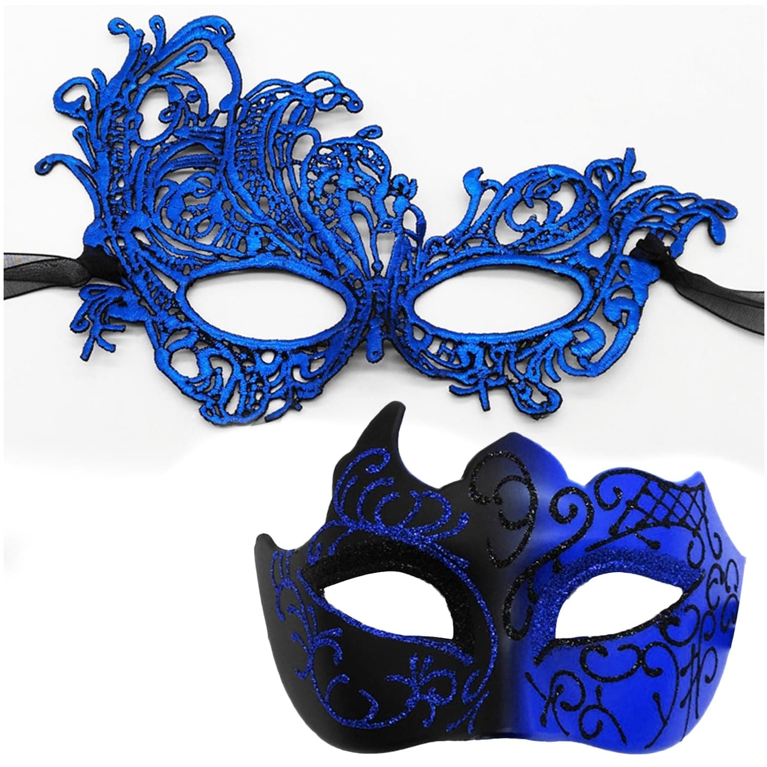 Masquerade Mask - Venetian Style for Couples, Mardi Gras & Halloween Party