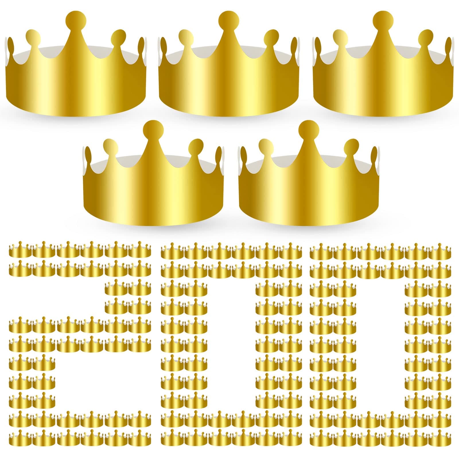 Golden Paper Crowns Bulk for Kids and Adults