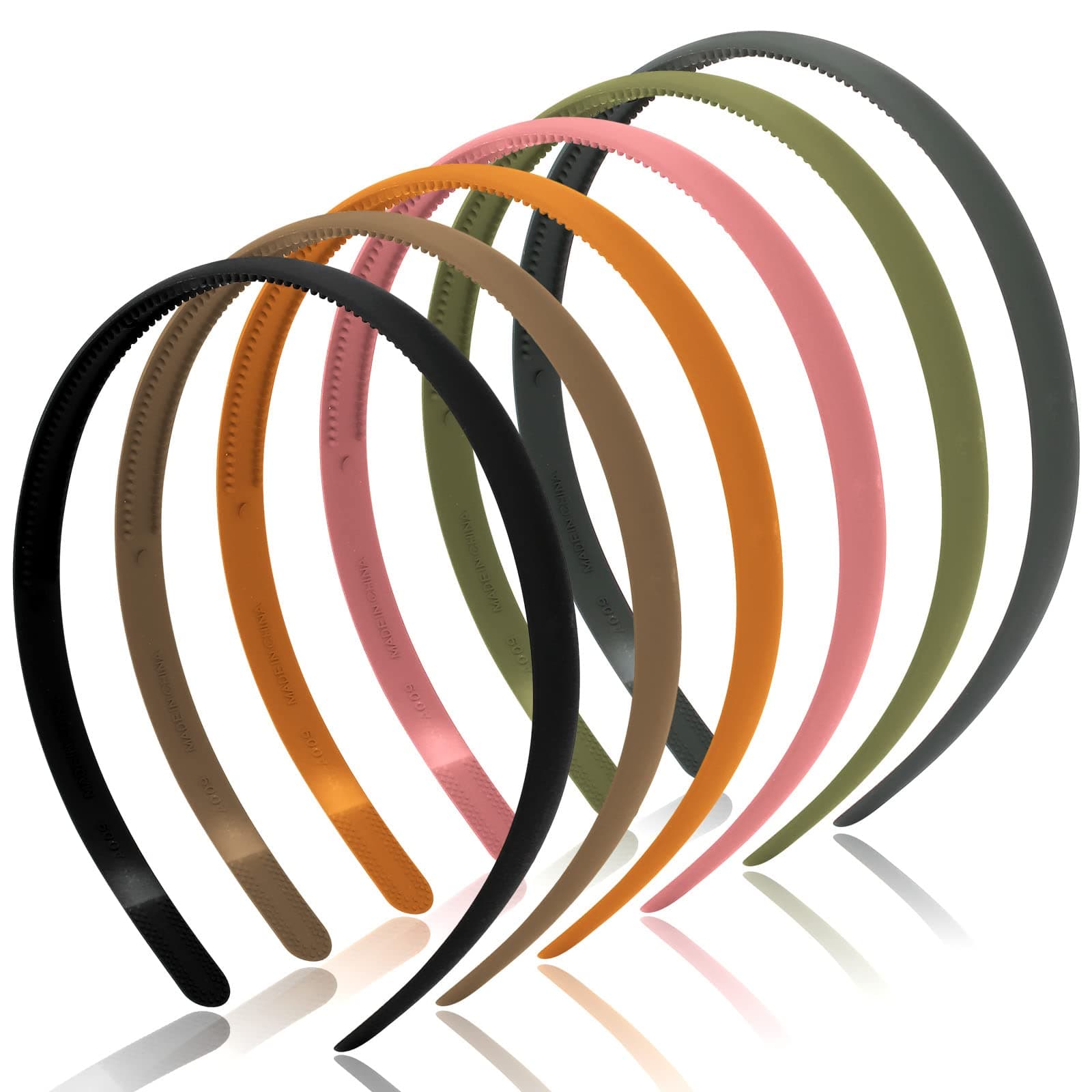 TOBATOBA 6Pcs Thin Nonslip Headbands for Girls & Women (Multi-color, 12 mm)
