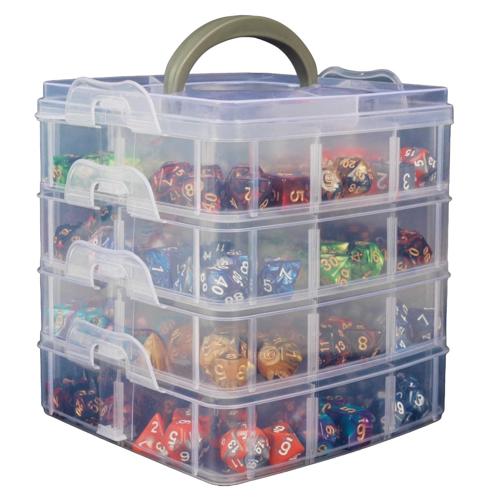 DND Dice Storage Box with Removable Dividers Plastic Organizer