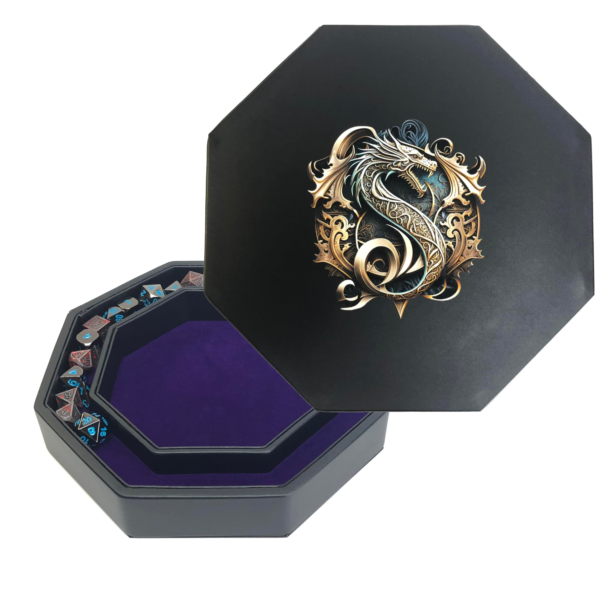 Dragon Seal Royal Purple Felt RPG Dice Tray with Storage Lid