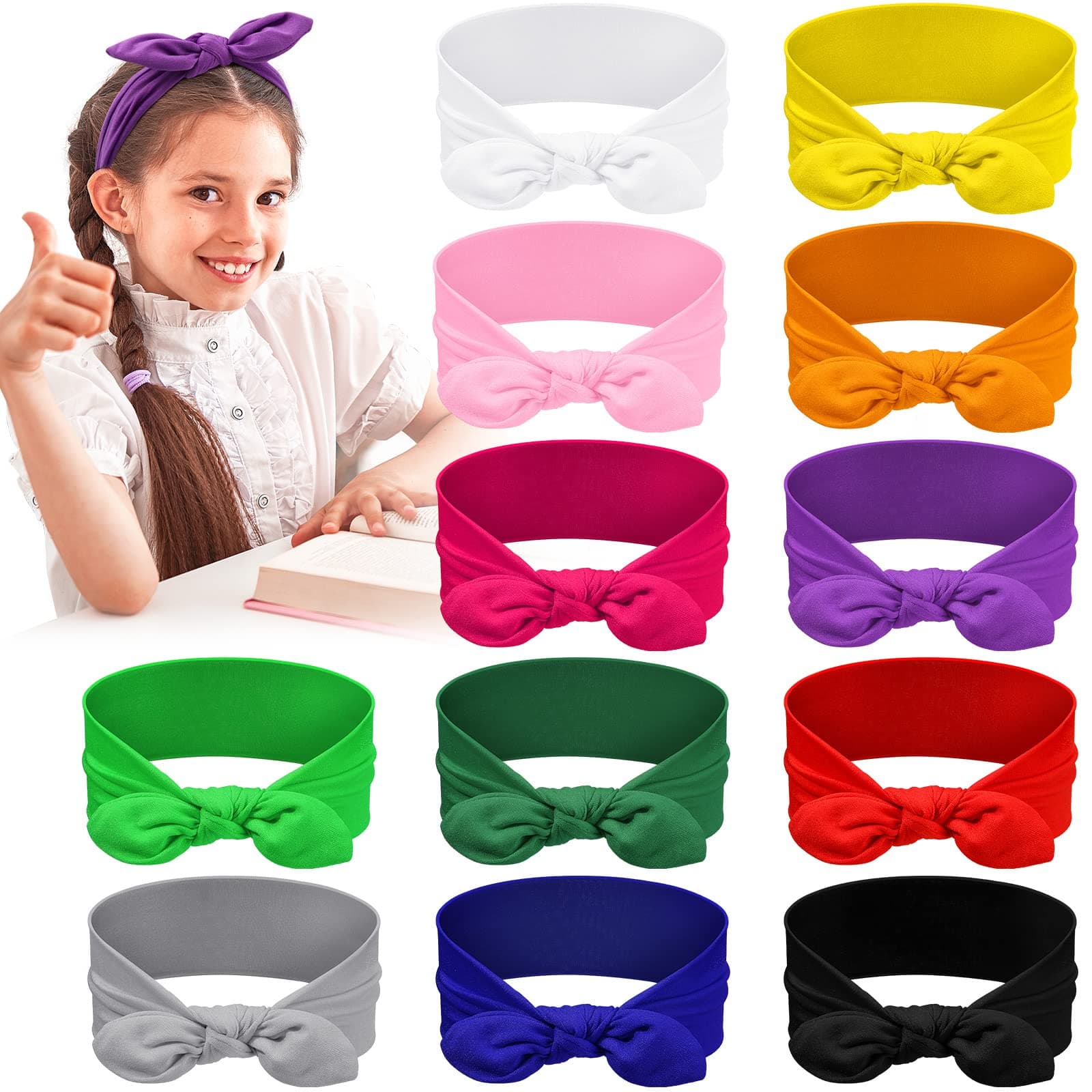 Giegxin 12 Pack Colorful Polyester Cloth Headbands for Girls
| Giegxin Removable Rabbit Ear Bow Hairbands for Girls
| Giegxin 12 Colors Polyester Cloth Headbands for Girls