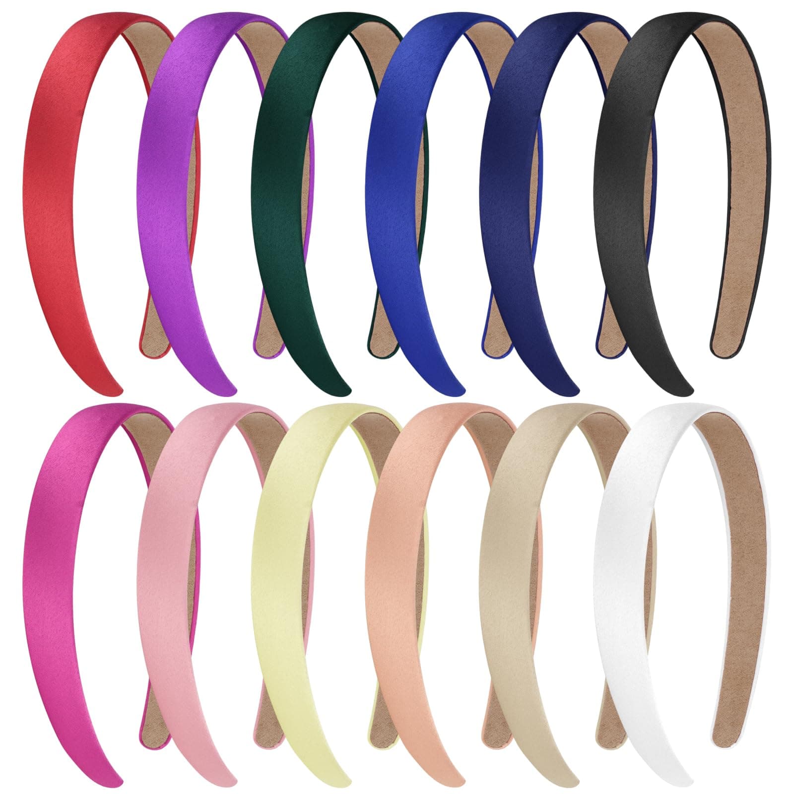 12Pcs 0.8inch Thin Craft Headbands for Women Girls Fashion Hair Accessories