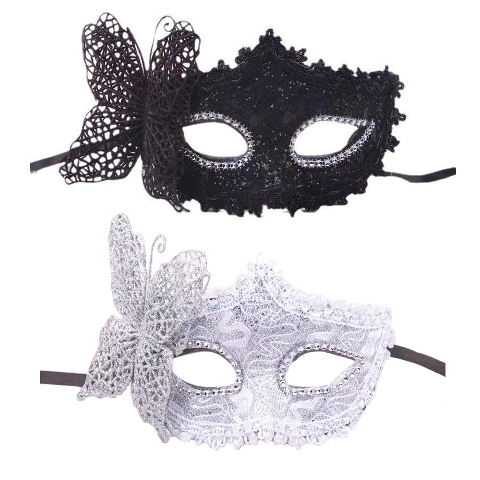 HizeJie Butterfly Masquerade Mask Lace Eye Mask for Adults 2 PCS Carnival Cosplay