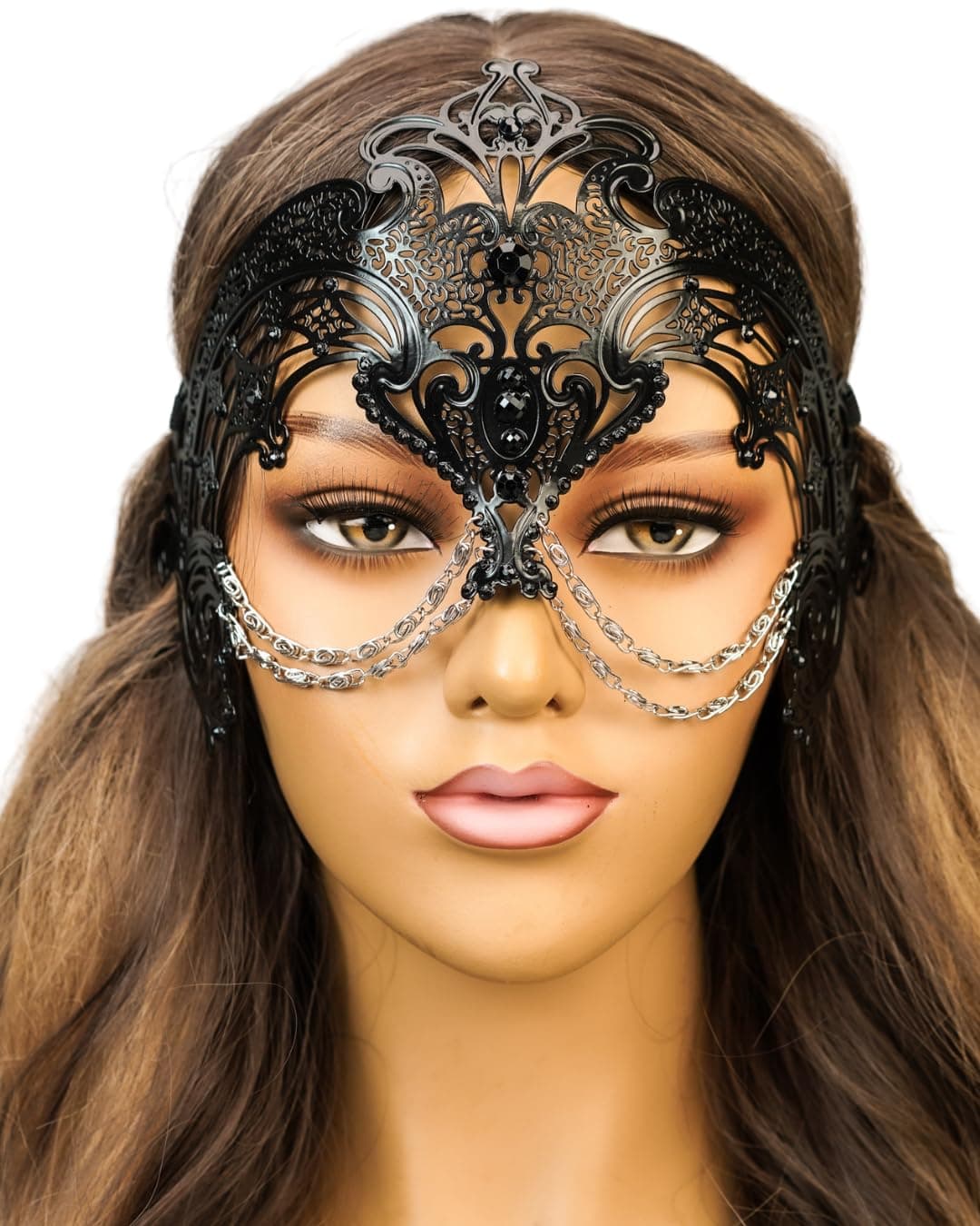 BEYOND MASQUERADE Queen's Masquerade Mask for Women, Large Eyes, Halloween Cosplay
