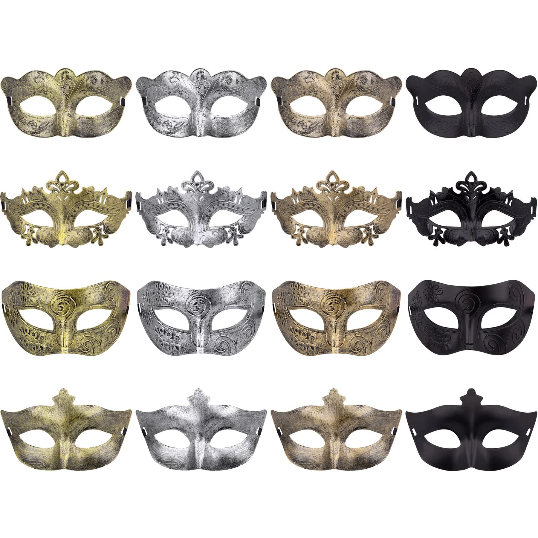FEQO 16 Pieces Vintage Venetian & Antique Masquerade Masks