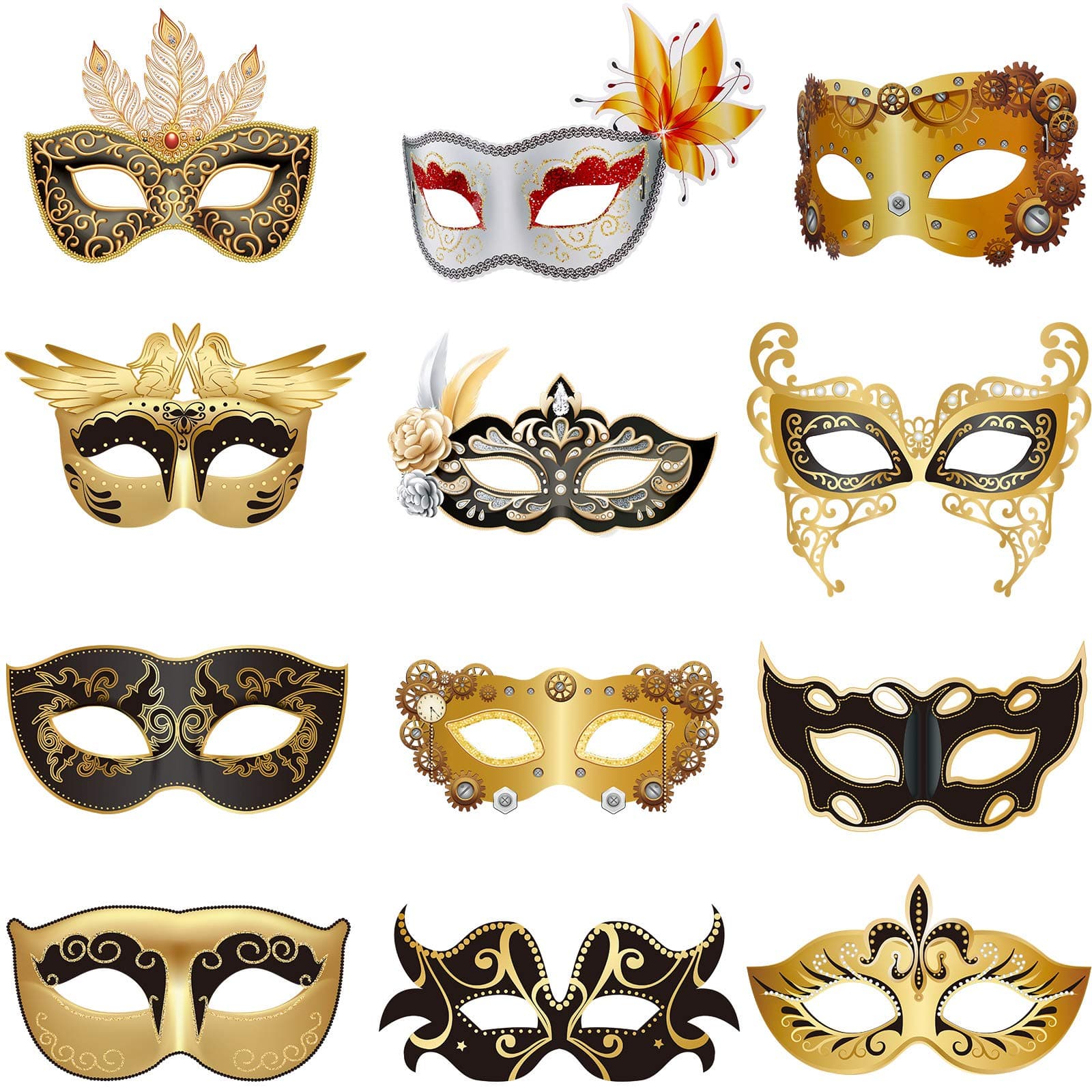 Sumind 12 Piece Mardi Gras Venetian Mask Bulk Carnivale Party Supplies