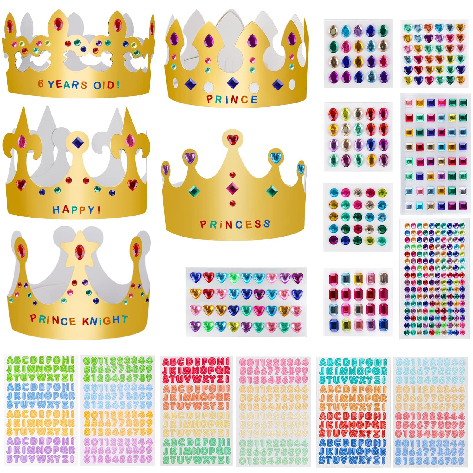 Fowecelt 34 Piece Paper Crown Set for Kids' Birthday Party