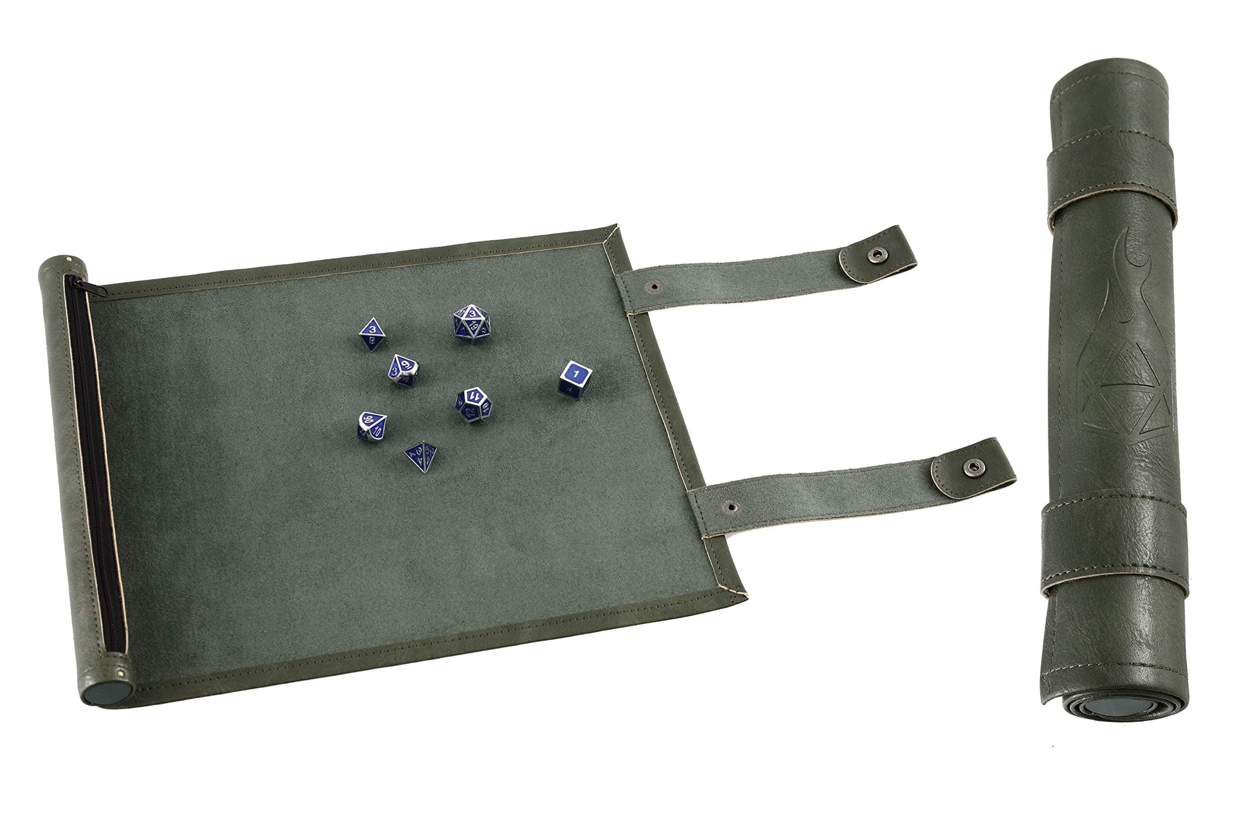 Forged Dice Co Scroll Tray + Mat with Zipper Holder - Up to 14 Dice - DND Compatible