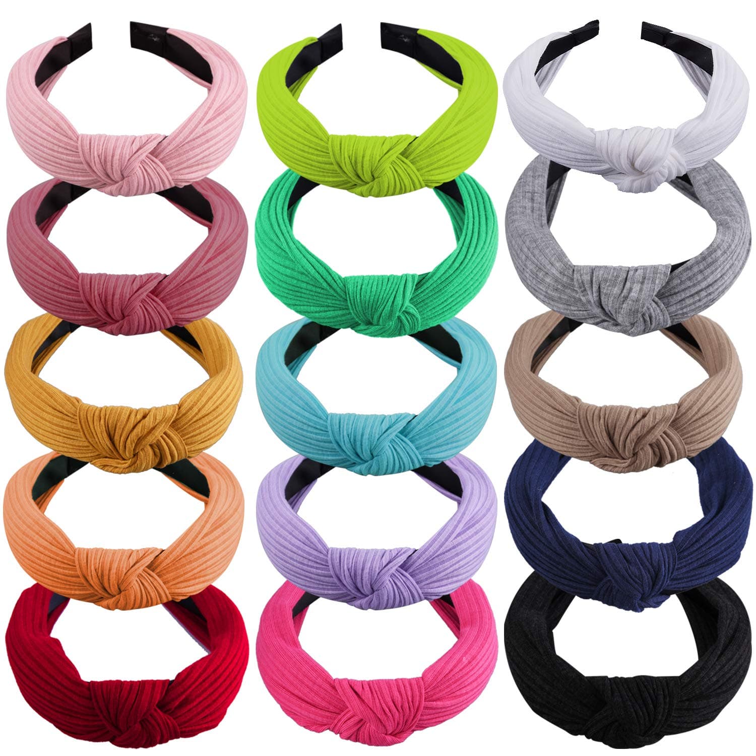 SIQUK Cross Knot Wide Cloth Knotted Headbands for Women and Girls | Stylish 15 Pieces Top Knot Headband Turbans