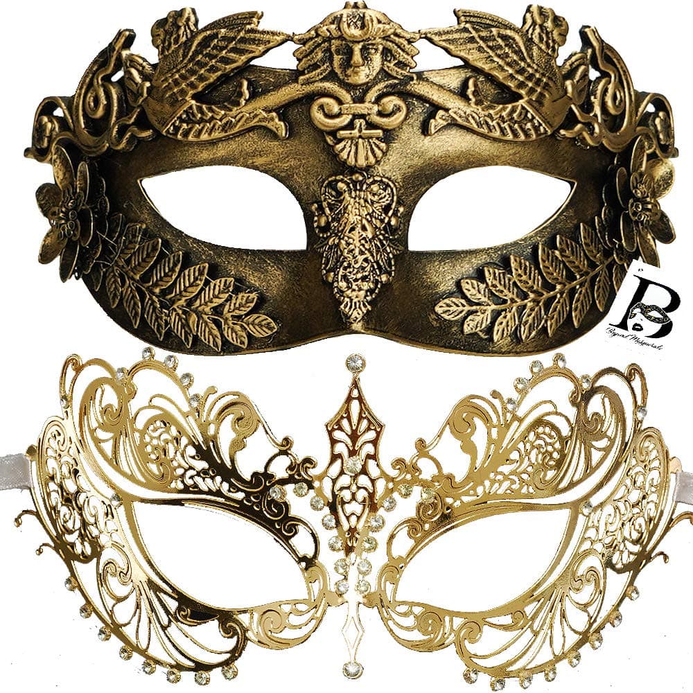 BEYOND MASQUERADE B Couple's Roman God Masquerade Mask (GOLD)