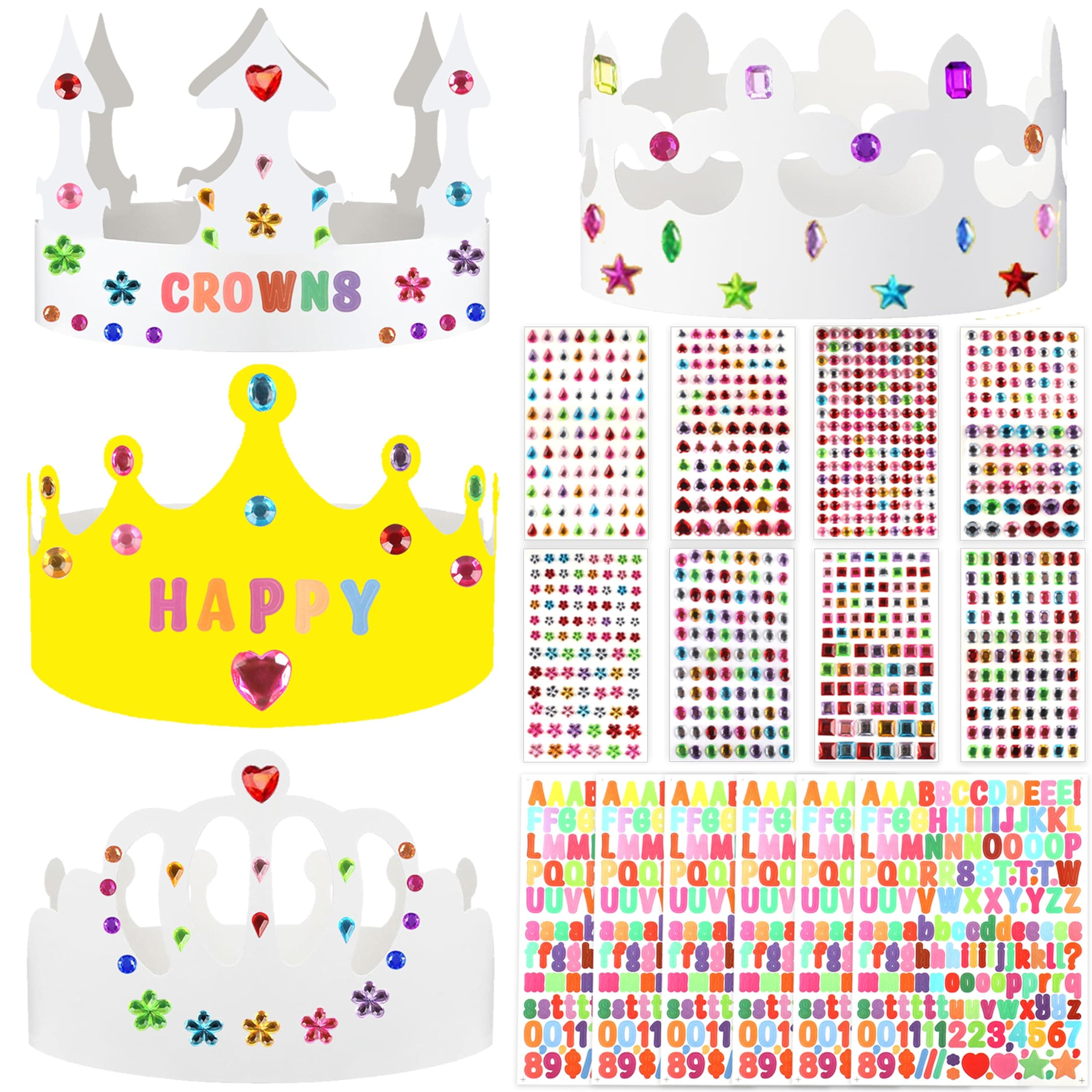 38pcs White Paper Crowns for Kids' Birthday Parties & Favors