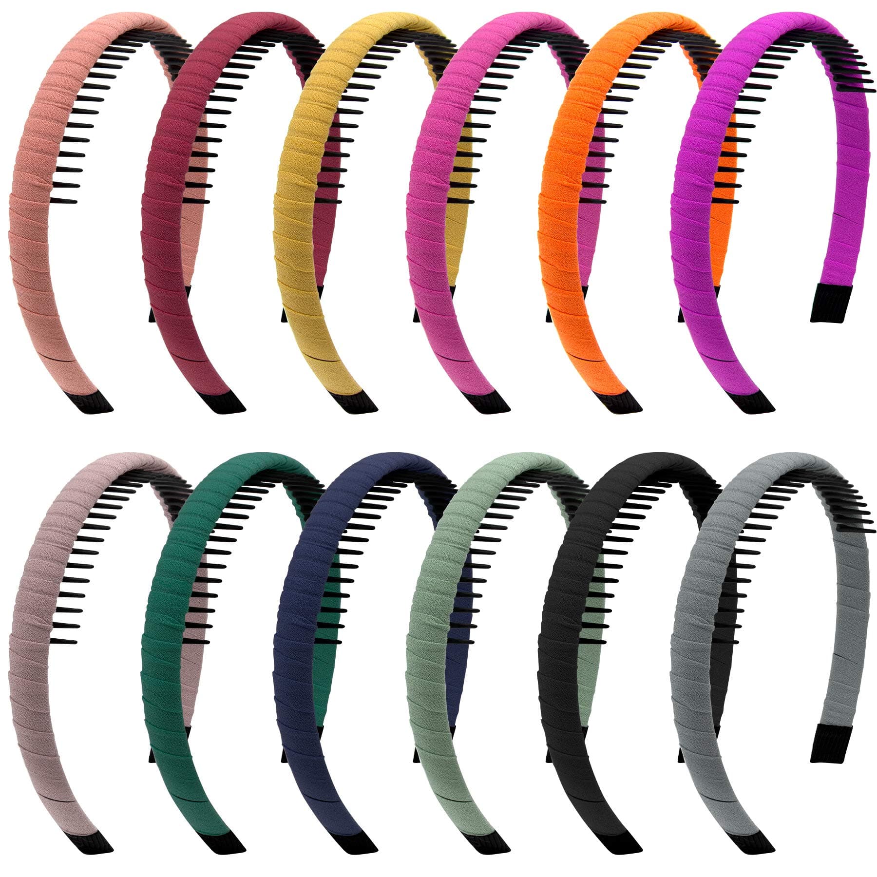 Duufin Teeth Comb Headbands for Girls and Women, 12 Colors