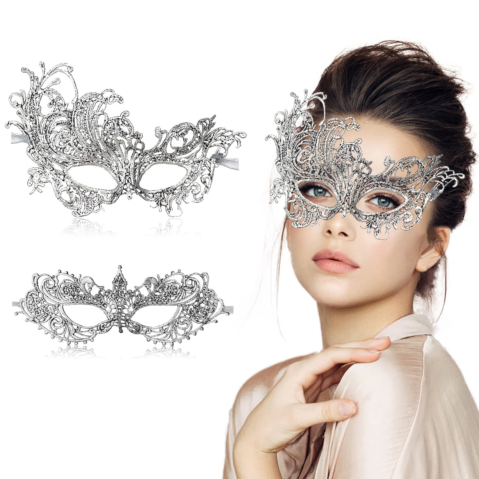 FunMular Women's & Couples Lace Masquerade Masks for Carnival & Halloween