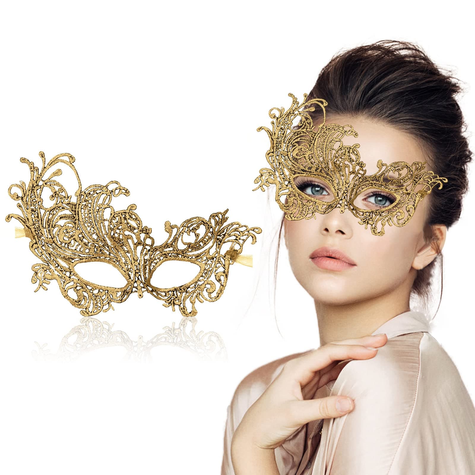 FunMular Black Lace Masquerade Mask for Women Venetian Party Halloween