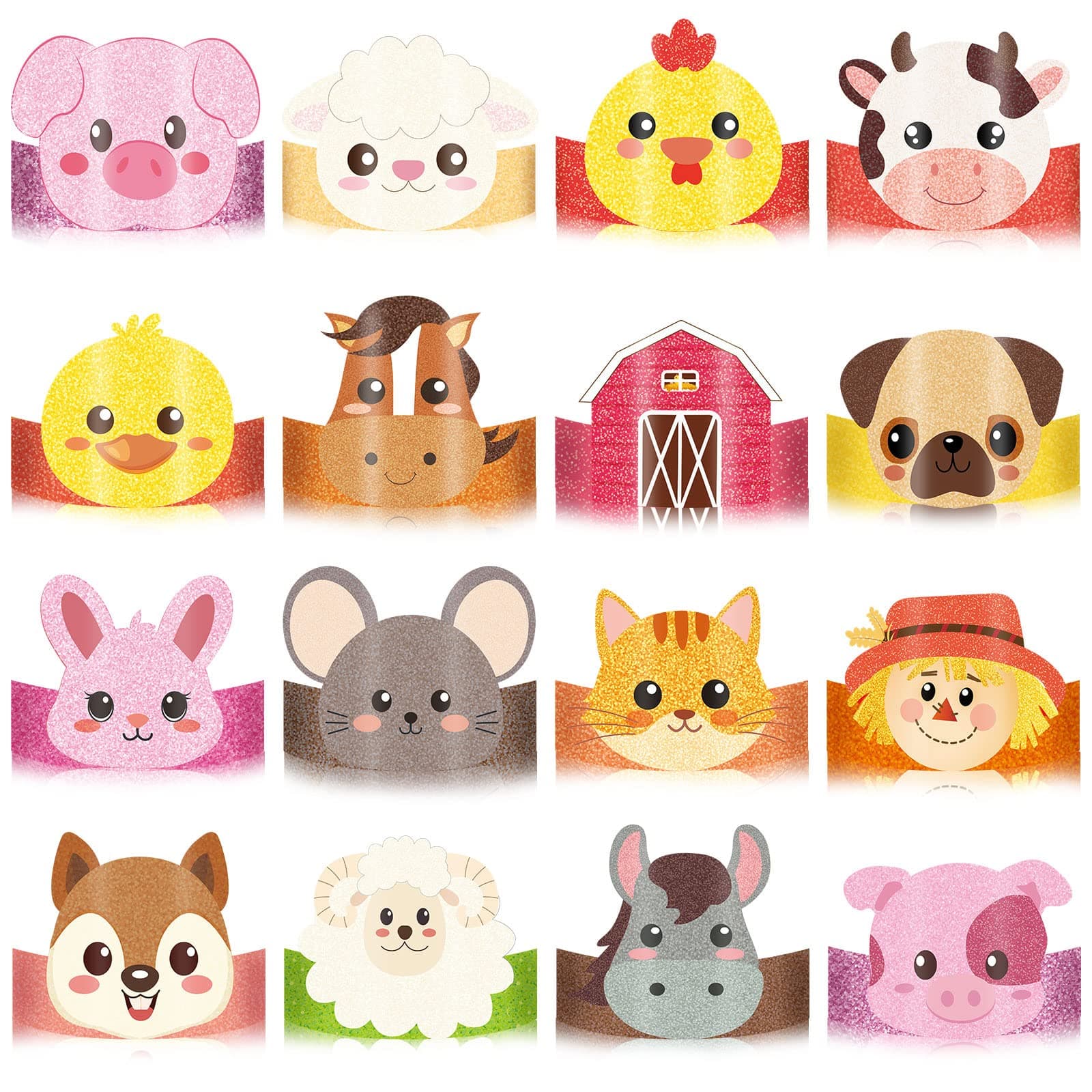 Yinder 48pcs Farm Animal Paper Crowns for Party Favors