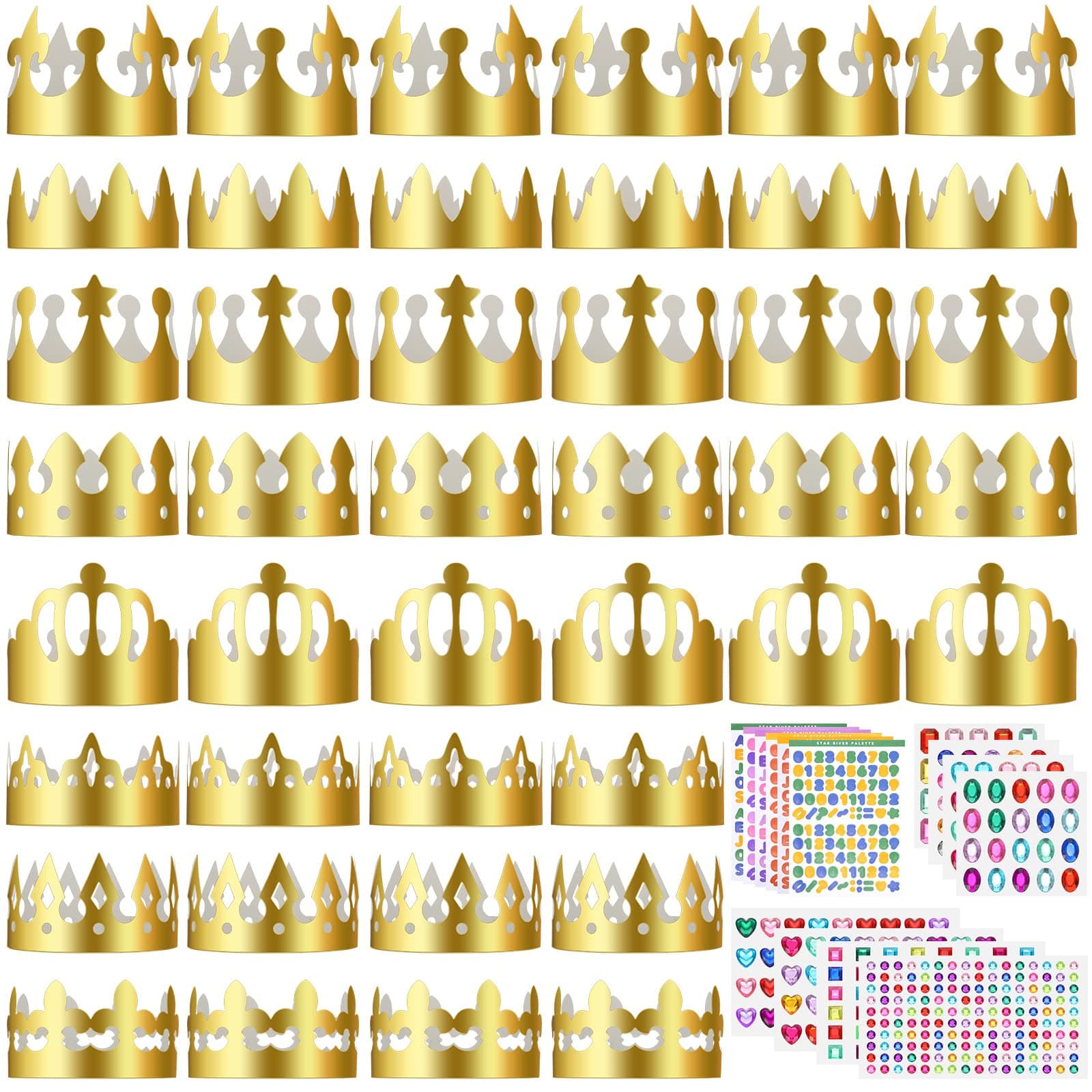 Refined Title: Gold Paper Crowns for Kids, Teens and Adults - DIY Birthday Party Favors