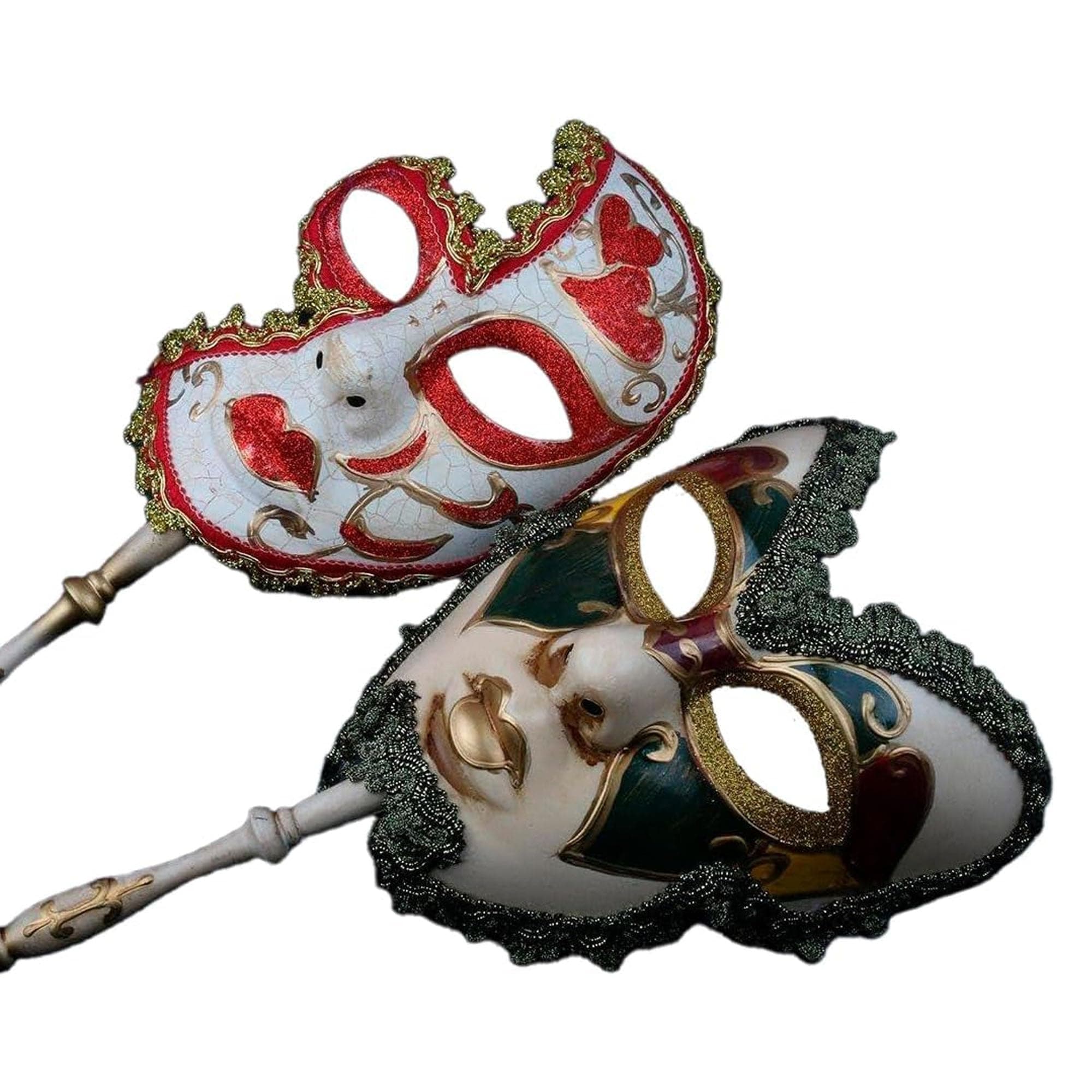 YU FENG 2 Pack Couple's Venetian Masquerade Mask on a Stick for Carnival