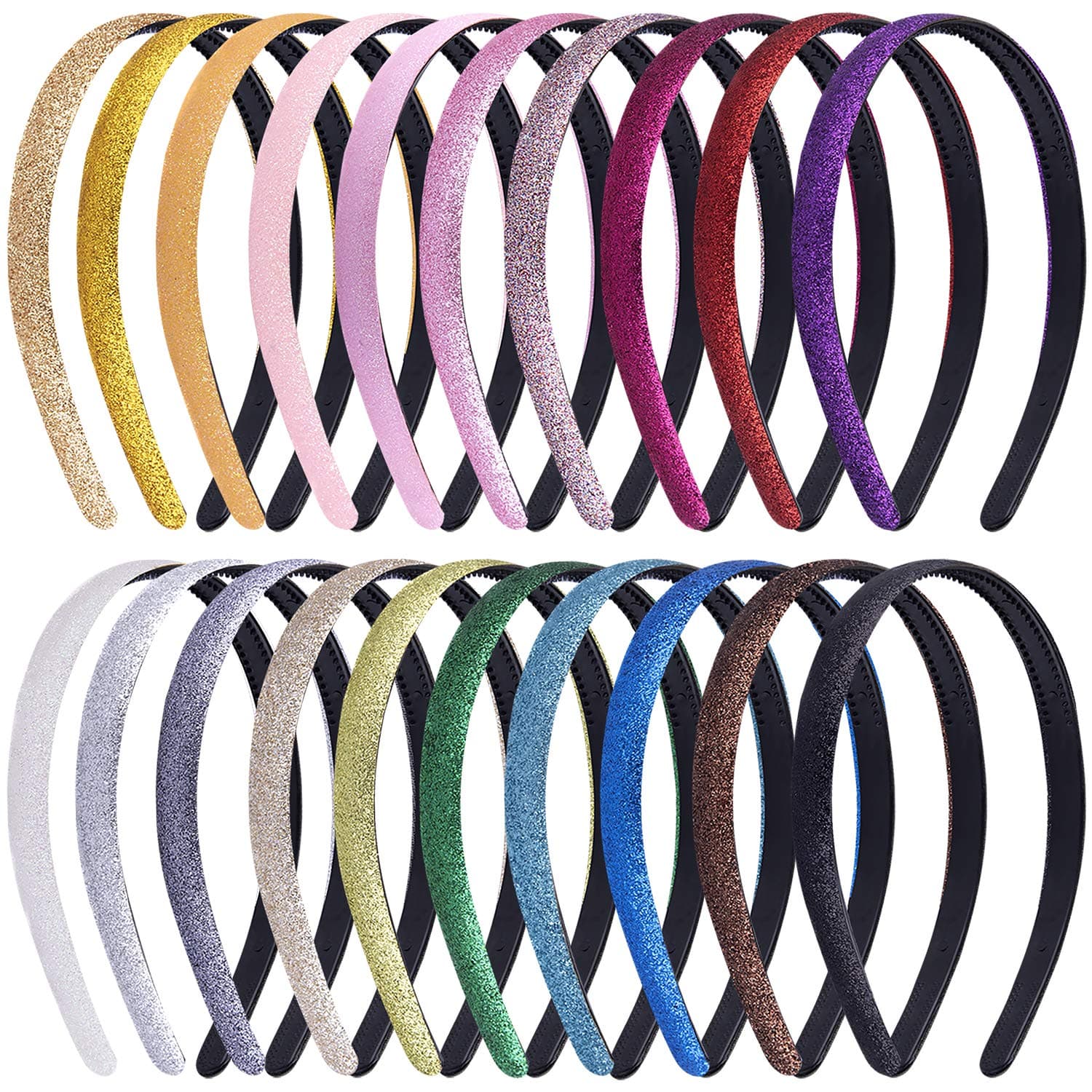Duufin 20-Piece Glitter Headband Set for Girls & Women