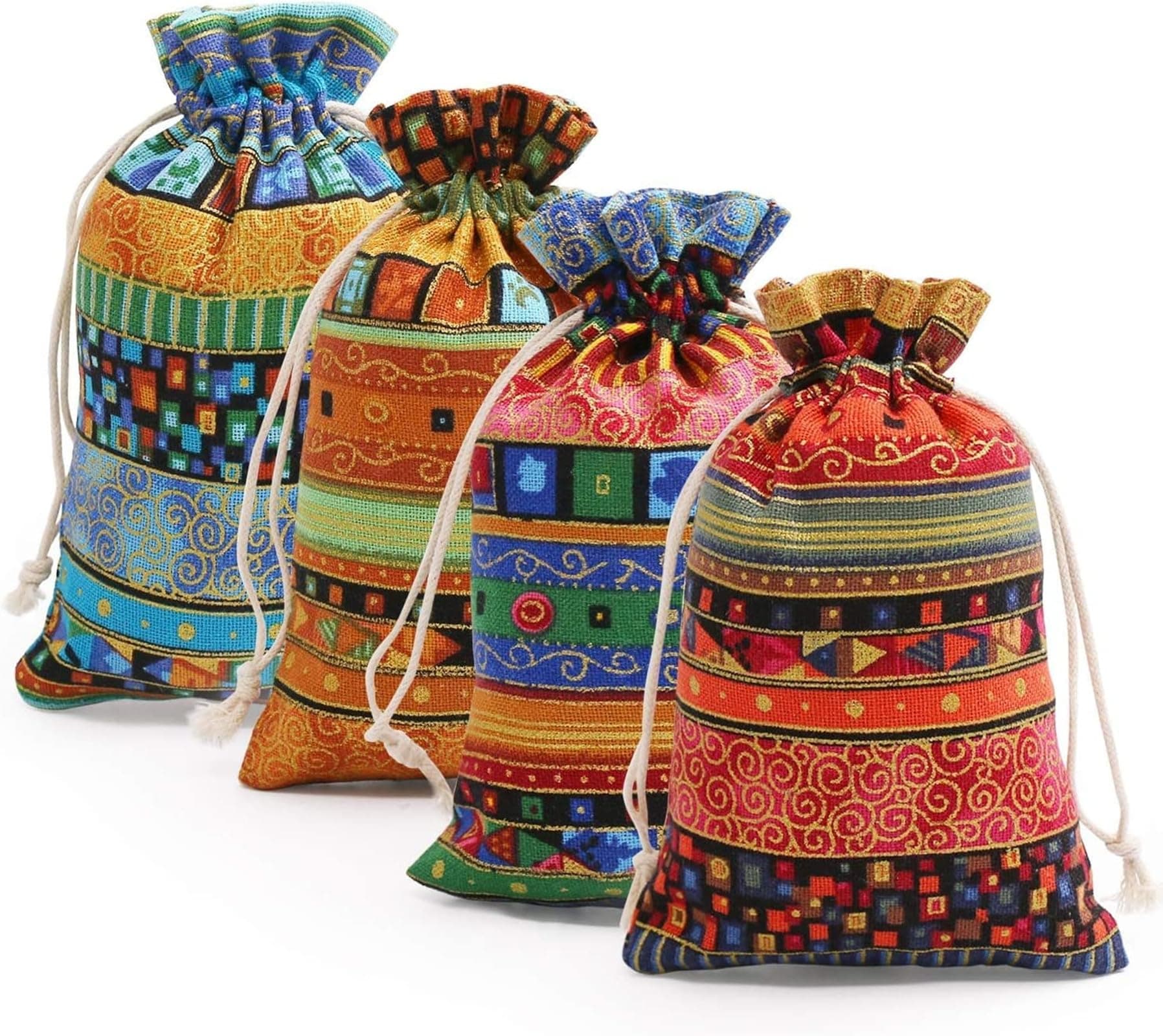 Streamlined Drawstring Dice Bag for D&D Players and Jewelry Storage - 4 Pieces