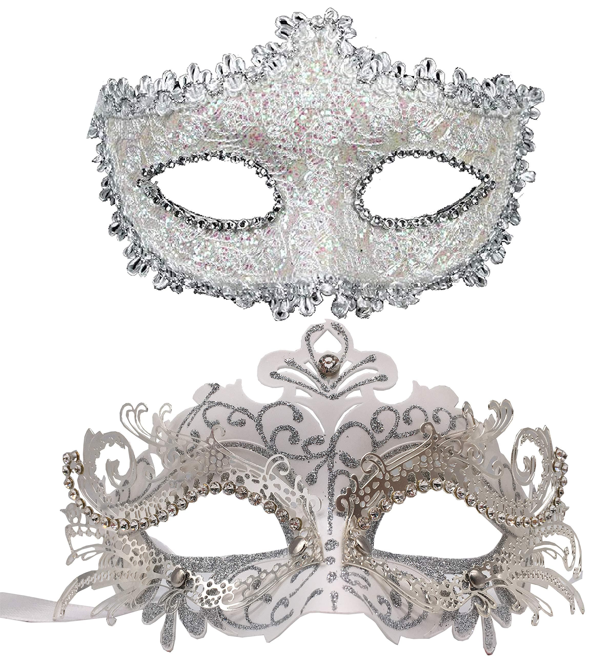 Geek-M Couple Masquerade Mask for Mardi Gras, Christmas, & New Year Parties