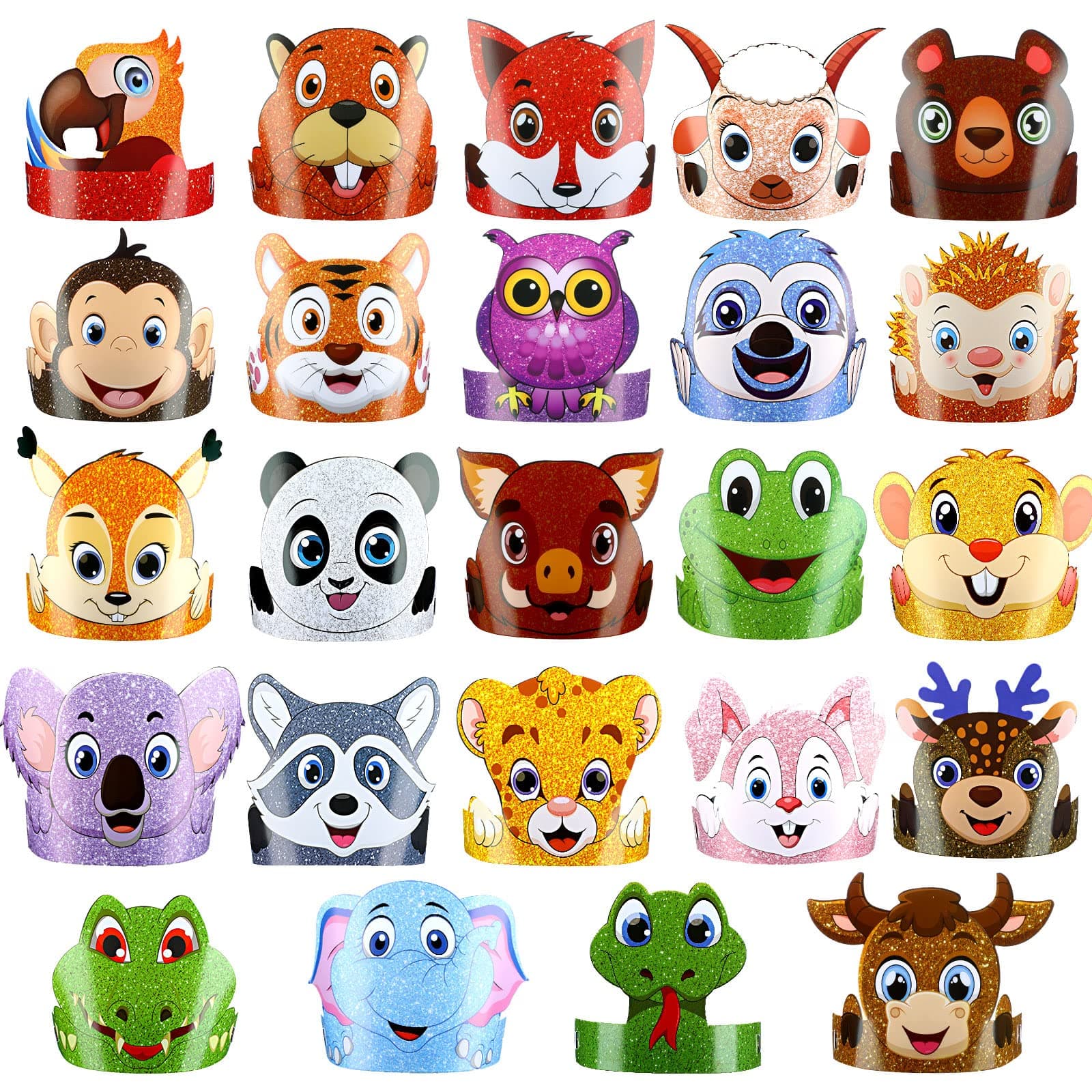 Tinlade 48pcs Jungle Safari Animal Headbands Sea Animals Birthday Hats