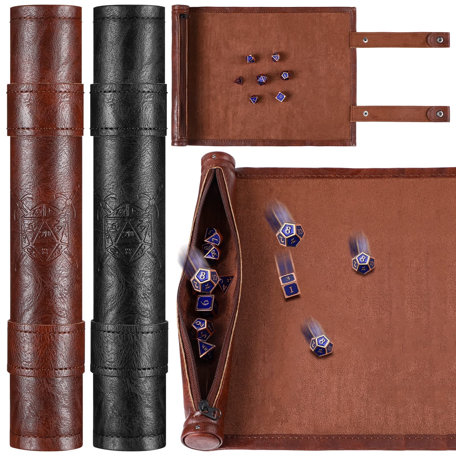 Civaner Brown & Black Dice Mat & Bag Christmas Game Accessories