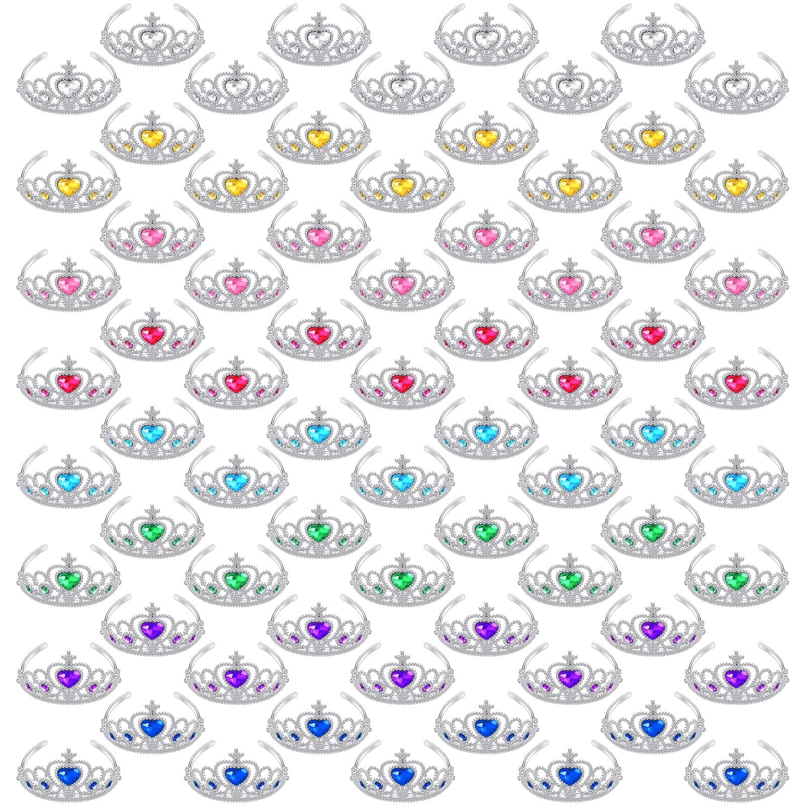 Assorted Color 72 Pcs Plastic Princess Crown Set Party Favor