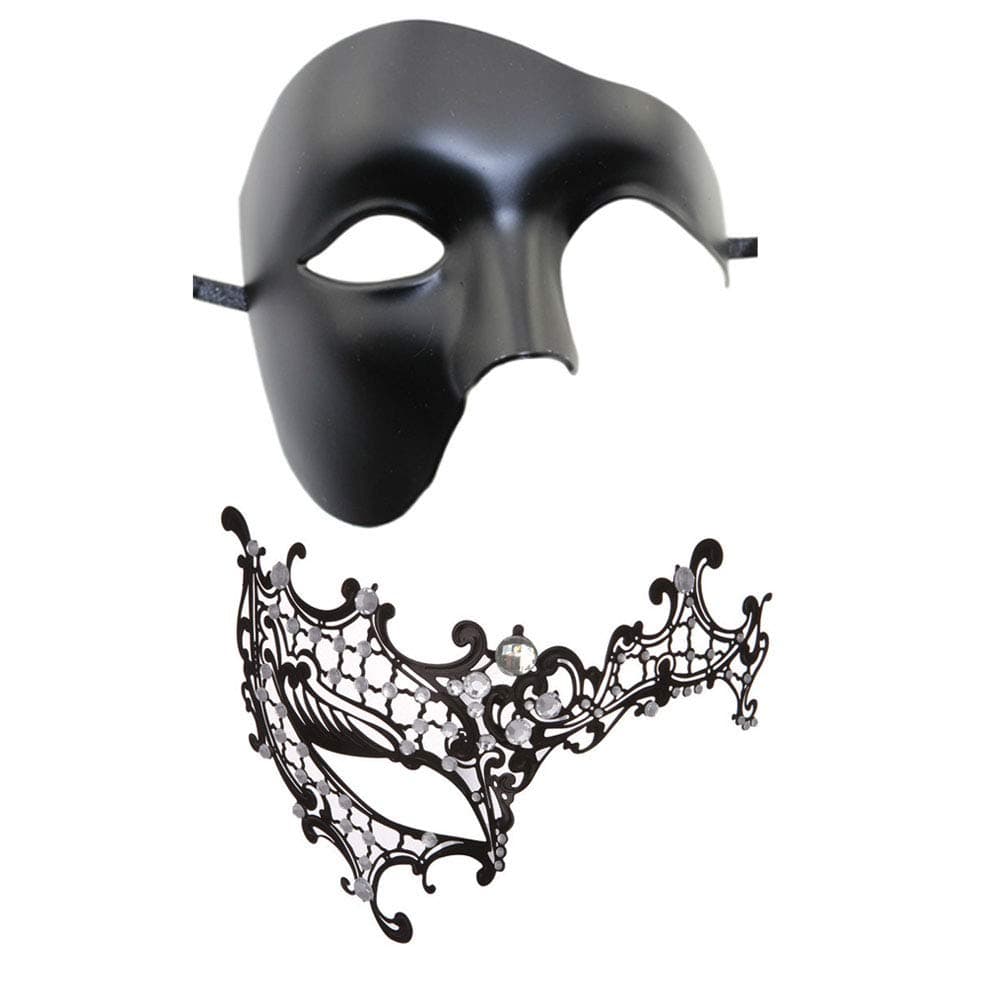 Seglorwy Black Masquerade Mask for Couples, Venetian Mardi Gras Halloween Party