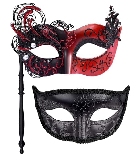 Masquerade Masks for Couples at Halloween Party - SIQUK