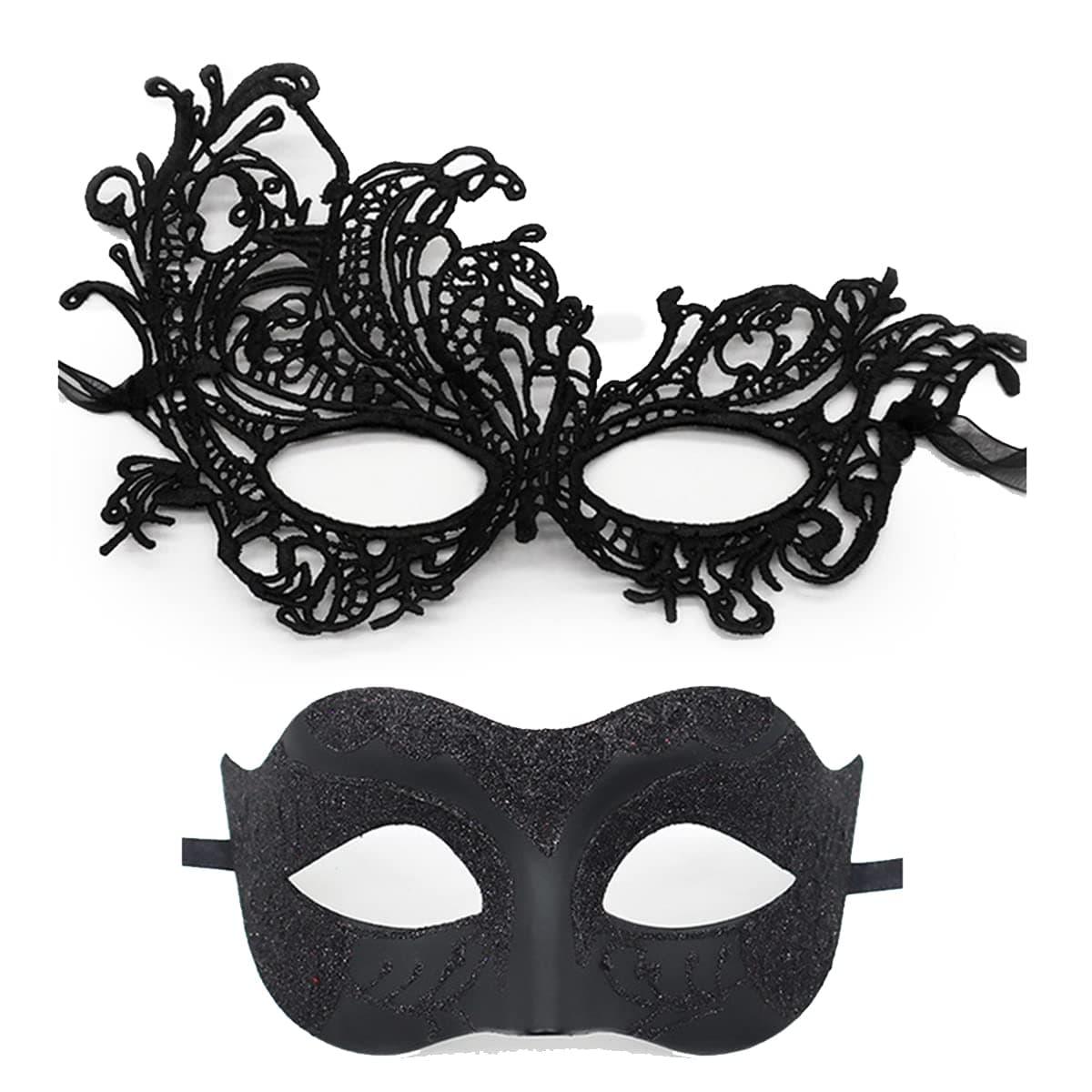 Cosmer Masquerade Mask for Couples Halloween Party 2Pack